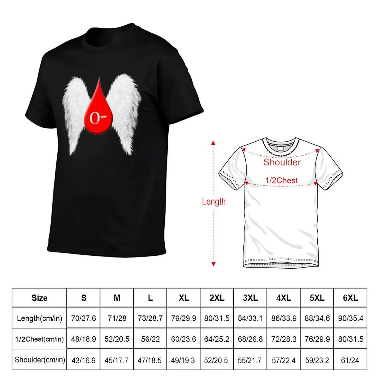 Blood Type O Negative - Angel Wings T-Shirt summer tops summer 2026 men graphic t shirts