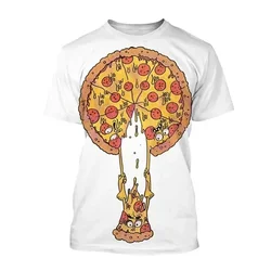 Summer Funny Cartoon Pizza 3D Printed T-shirt Street Wear Men's and Women's Fashion Casual Harajuku Y2K Kids Fun Tops