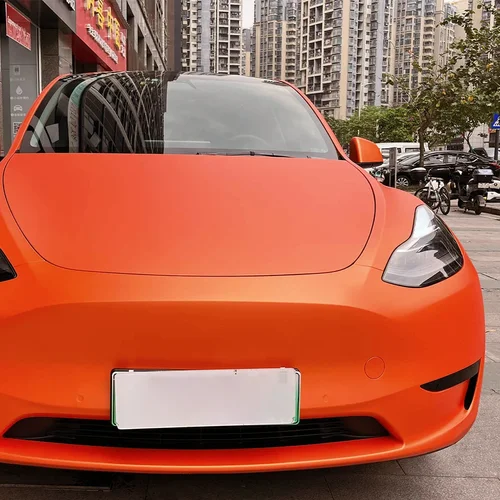 Imagen 2 del producto Pegatinas metálicas mate satinado naranja hielo para envolver el coche, película de vinilo que cambia de Color, pegatina para envolver el coche sin burbujas, accesorios para automóviles