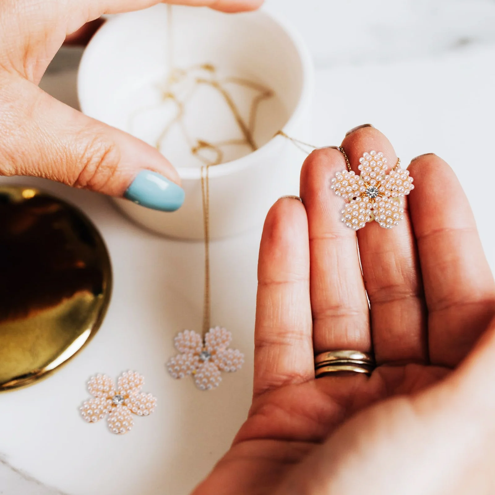 

10 Pcs Pearl Flower Accessories Elegant Alloy DIY Hairpin Charms Decorative Clothing nament Lightweight Craft Supplies