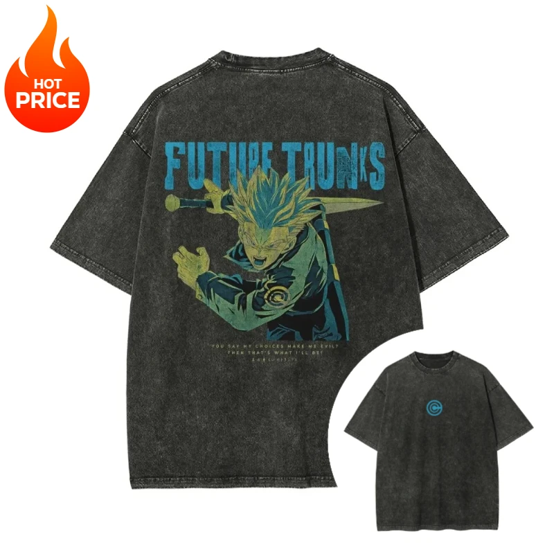 

Dragon Ball Trunks 2026 New Men Summer Washed T-shirt Harajuku Vintage Streetwear Women Casual Short-sleeved Top Y2K