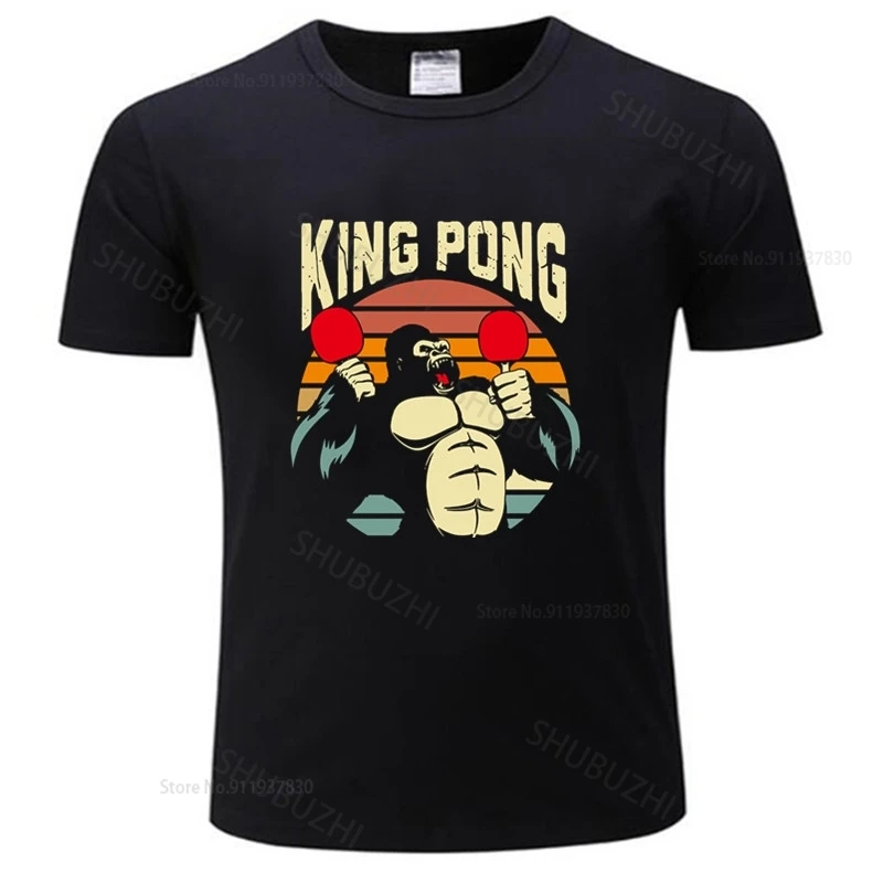 Summer T-shirt Men Brand Teeshirt Funny King  Pong T-shirt Men Table Tennis Paddle Tshirt Gift Idea Male Cotton Tee-shirt