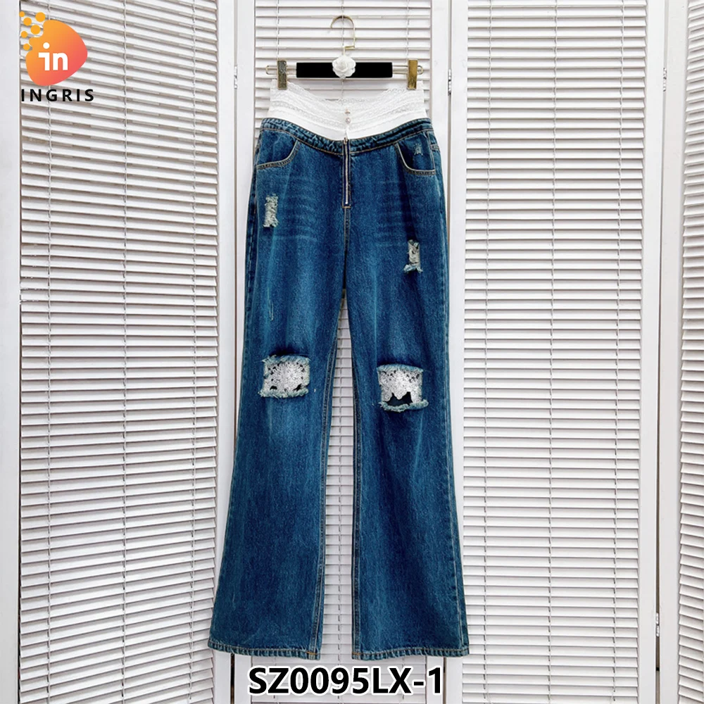 

Spring New Style Personalized Stitched Contrasting Retro Ladies Trousers Casual Straight Jeans for Women-SZ0095LX