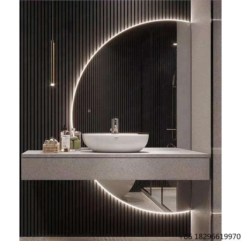 Half Moon Round LED Smart Bathroom Mirror Touch Sensor Wall Mounted Vanity Mirror