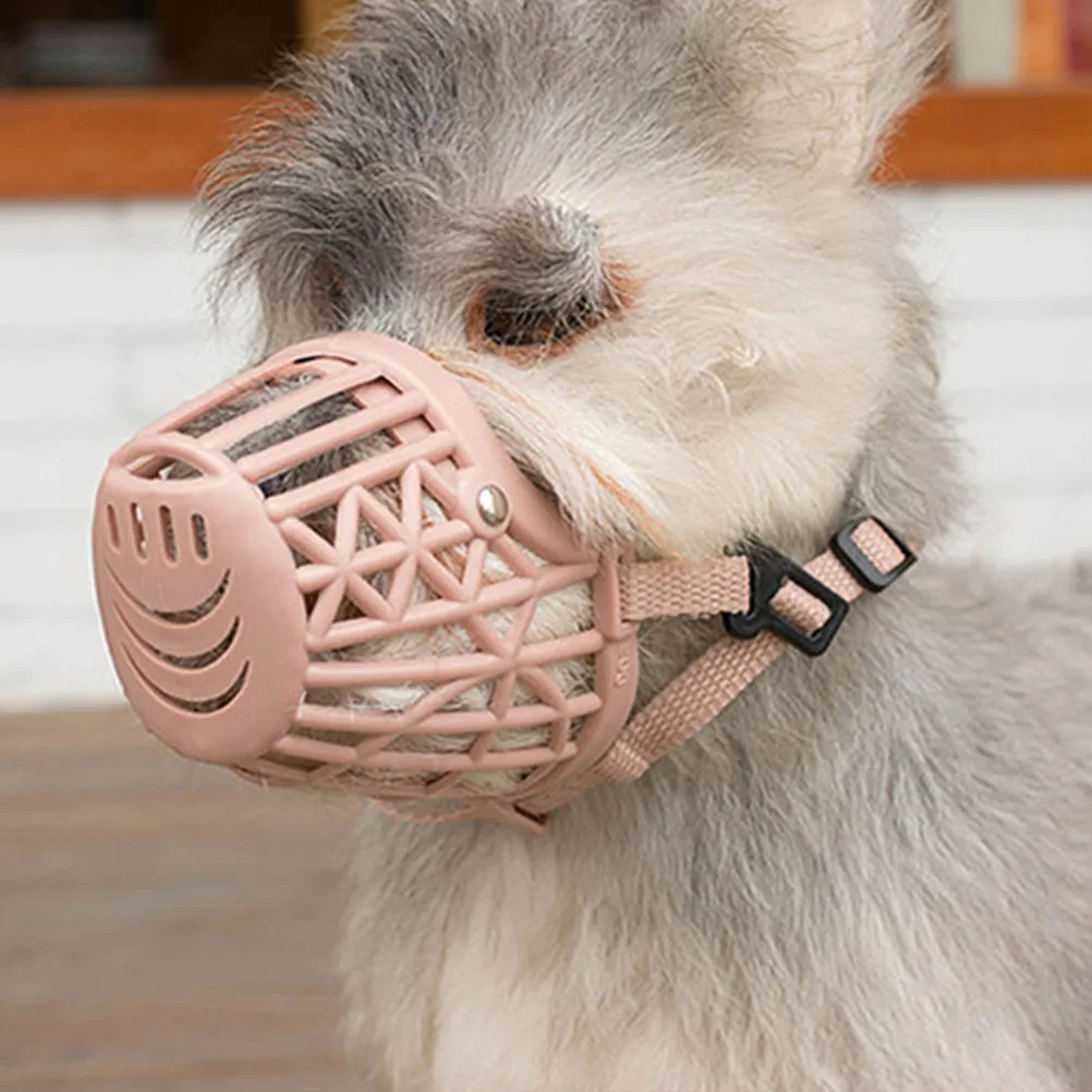 

Dog Muzzle Pet Hood Breathable Anti bite Mouth Cover Nylon Plastic Puppy Accessory Adjustable Dog Collar Leash Small Medium