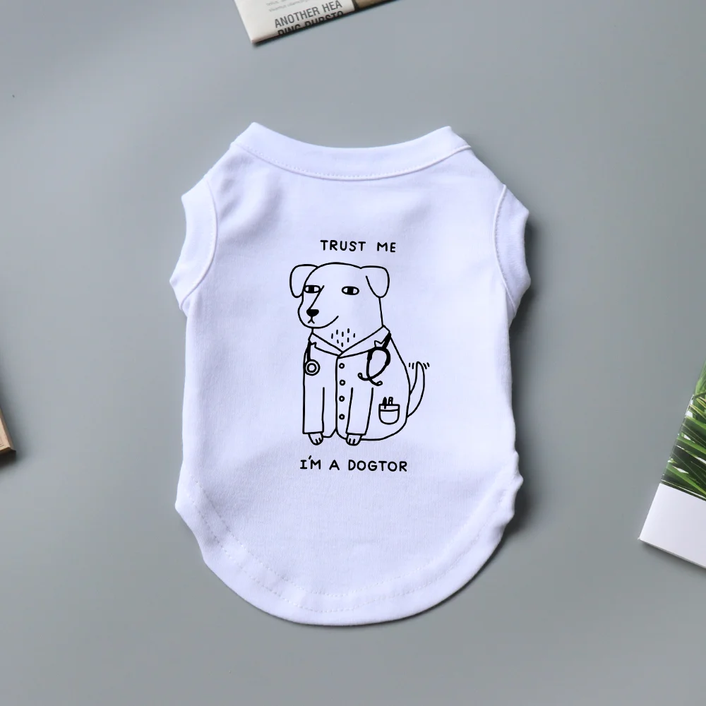 Dogtor Classic Funny Dog Puppy Singlet Clothes Cotton Small Medium Chihuahua Frenchie Yorkshire Spring Summer Streetwear Vest