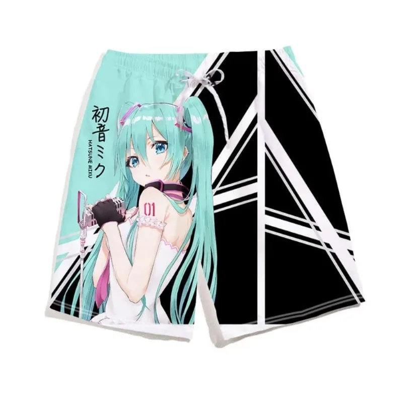 

Popular Summer Adult Children Fashion 3D Animation Hatsune Miku Surrounding Clothing Loose Comfortable Quick Dry Beach Pants