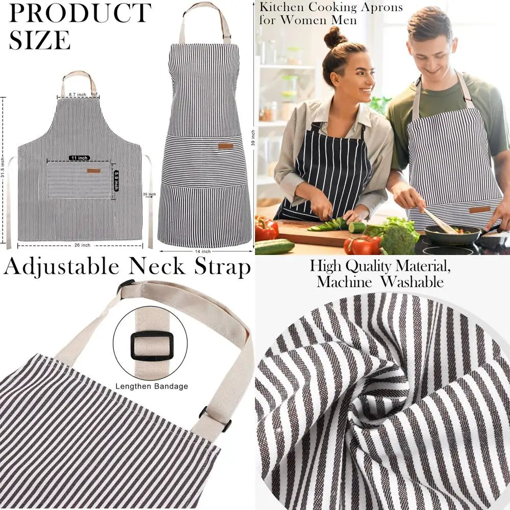 

Регулируемый комплект из 8 предметов шеф-повара с карманами для приготовления пищи, барбекю и садоводства для мужчин и женщин