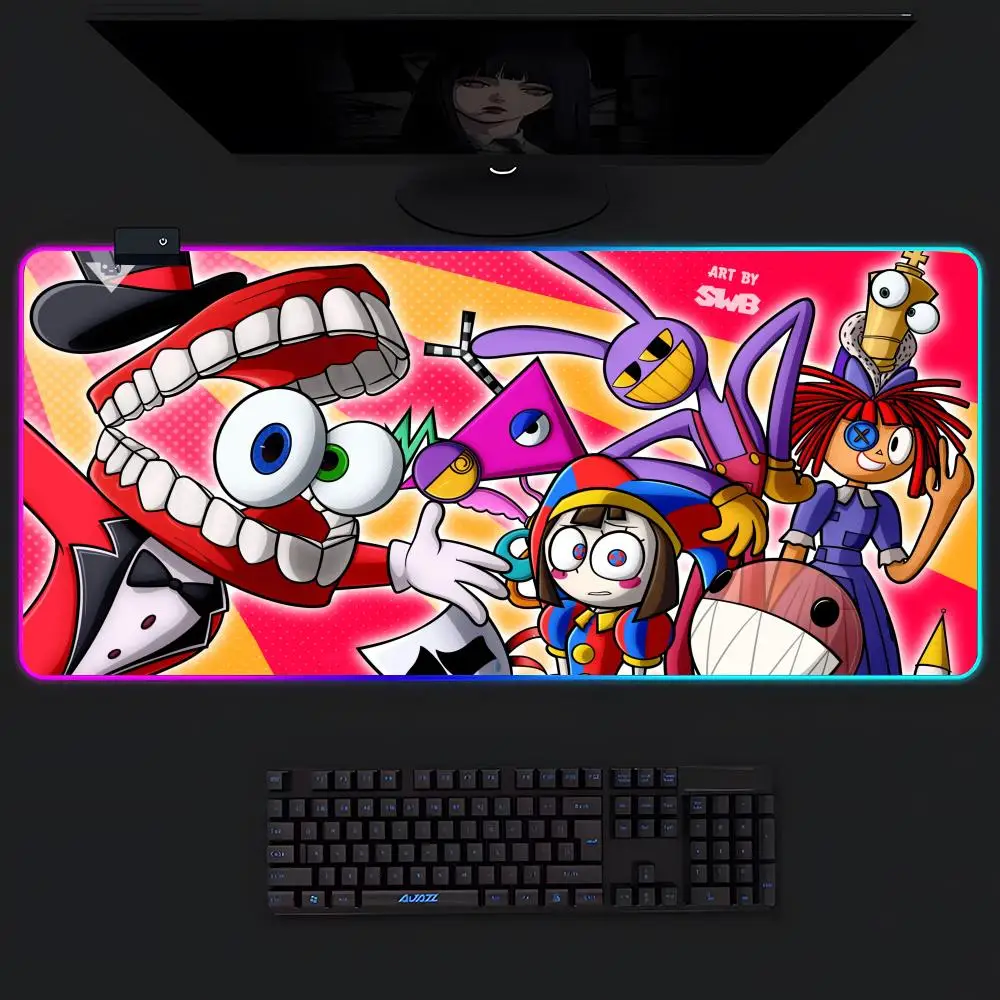

Коврик для мыши The Amazing Digital Circus, светящийся в темноте, светодиодный, игровой, RGB, для стола, для клавиатуры и ПК