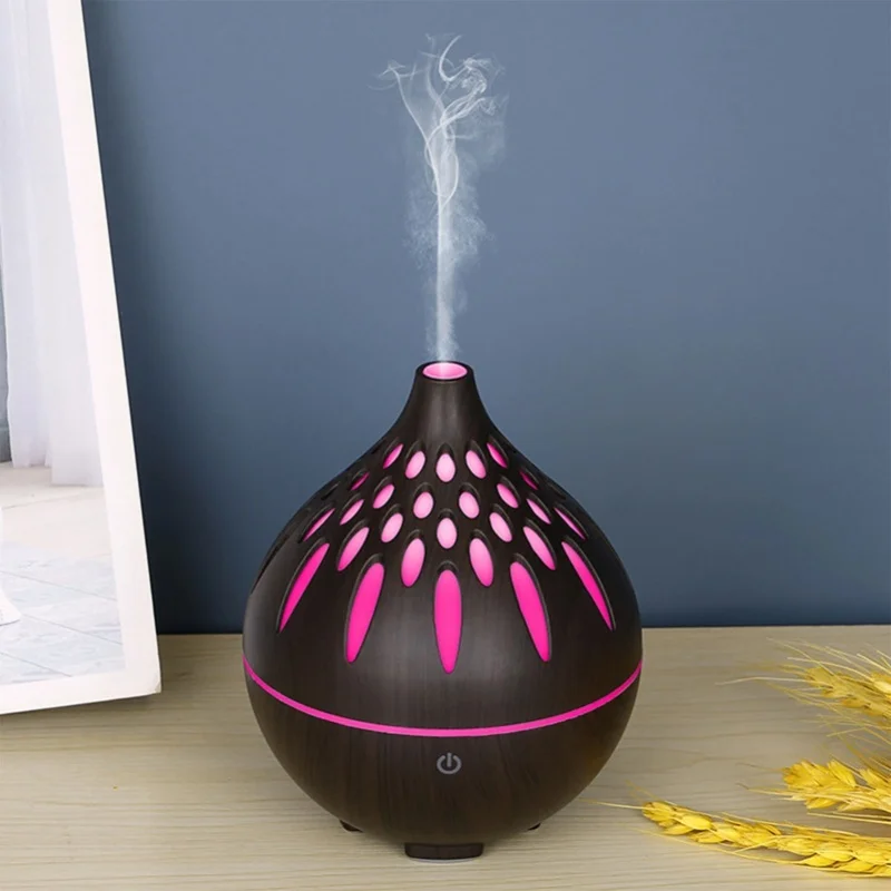Essential Oil Diffuser 160ml 2W USB Ultrasound Wood Grain Aromatherapy Cool Mist Humidifier With 7 Color Lights For Home Dark
