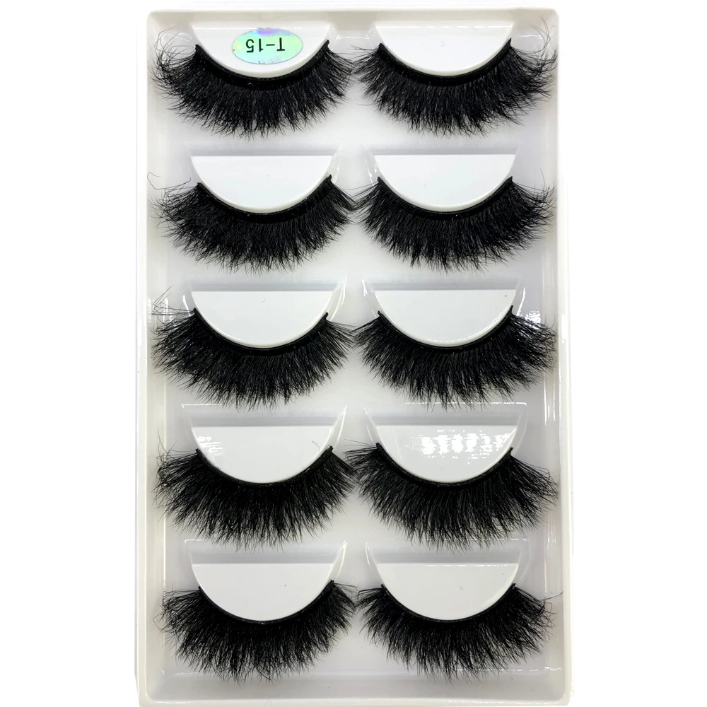 HBZGTLAD New False Eyelashes Cat-Eye Fluffy Faux Mink Lashes 8D Wispy Lashes 5 Pairs Pack Dramatic Long Thick Volume Eyelashes