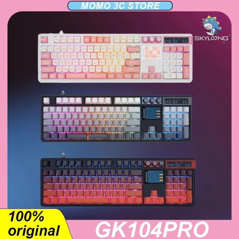 

Skyloong GK104Pro Mechanical Keyboard Three Mode Buletooth Hot Swap Gasket Three Knob Customized Screen 8K Low Latency PC Gaming