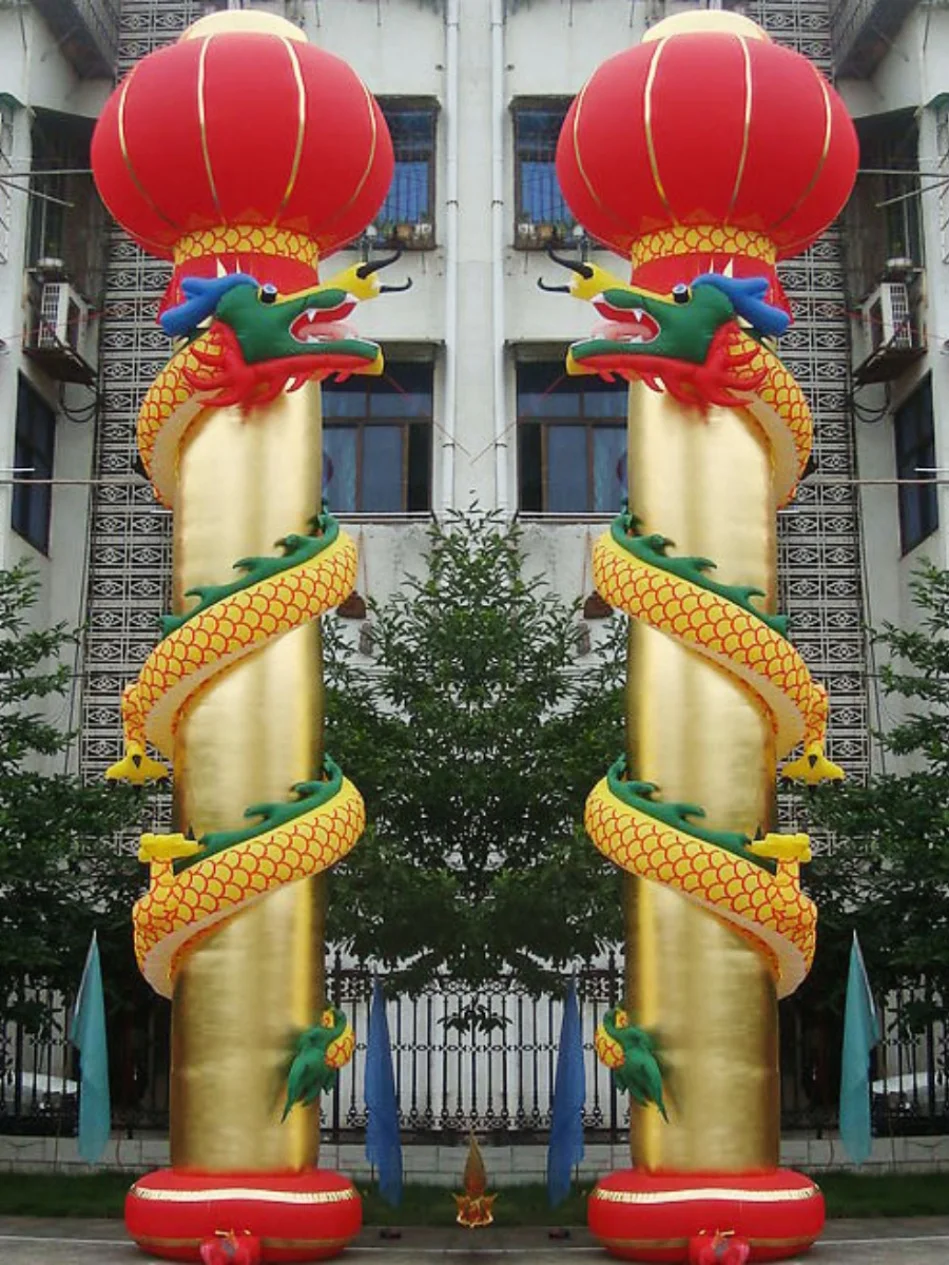 6 M 8 M 10M Golden Dragon Column Lantern Opening Ceremony Wedding Ceremony