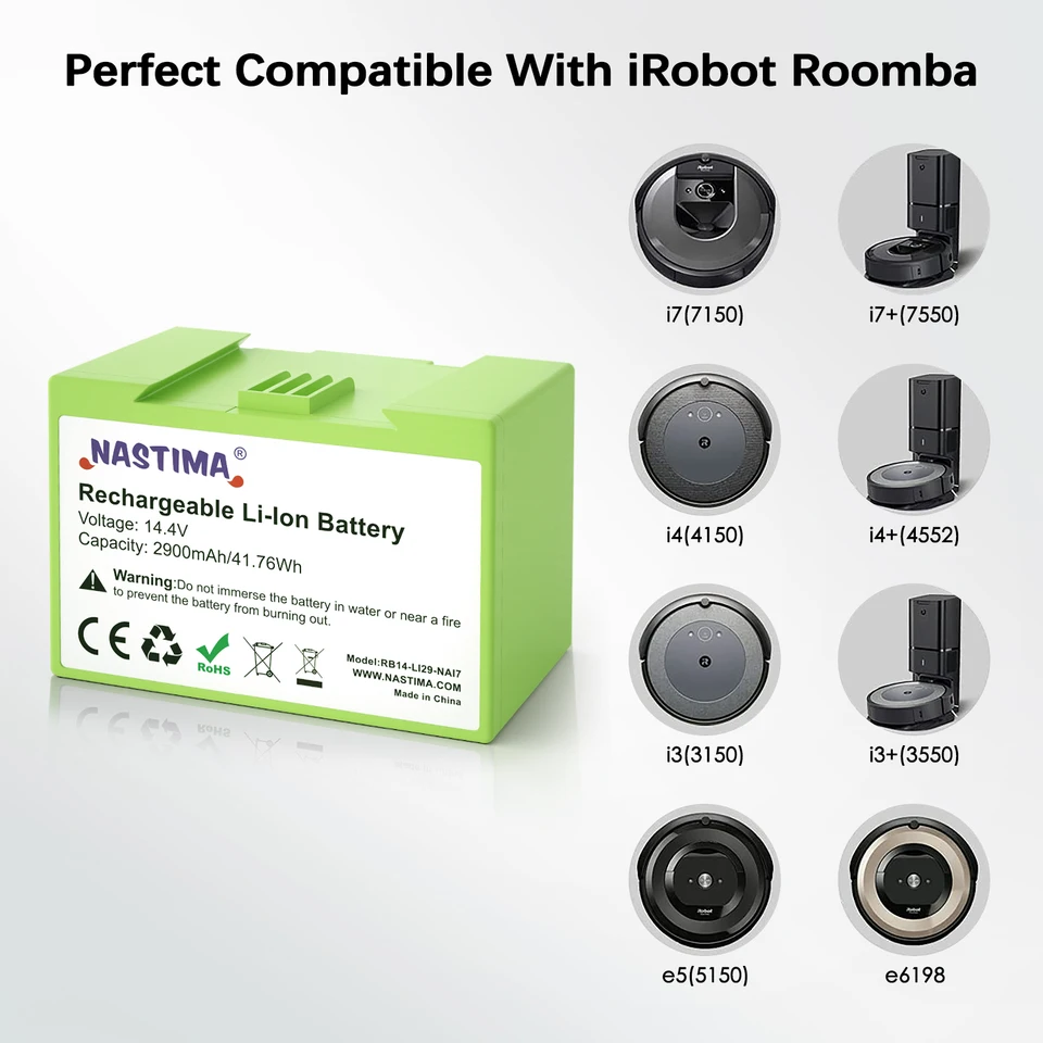 NASTIMA i7 Battery 14.4V 2900mAh for Roomba i7+ e5