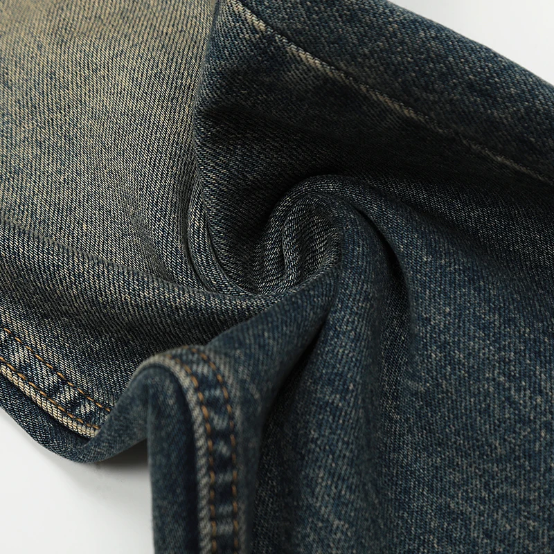 UPRAKF Straight-leg Distressed Ripped Jeans Pocket Loose Streetwear Denim Pants Casual Pantalones Raw Hem Jeans