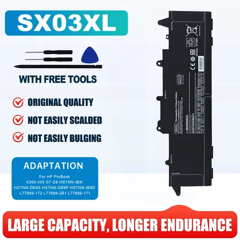 SX03XL 11.4V 45Wh Laptop Battery Replacement for HP ProBook X360 435 G7 G8 G10 1F3G6EA 1F3G9EA 1Q2W3ES 1V2Y7PA 1L3L2EA 3S071AV