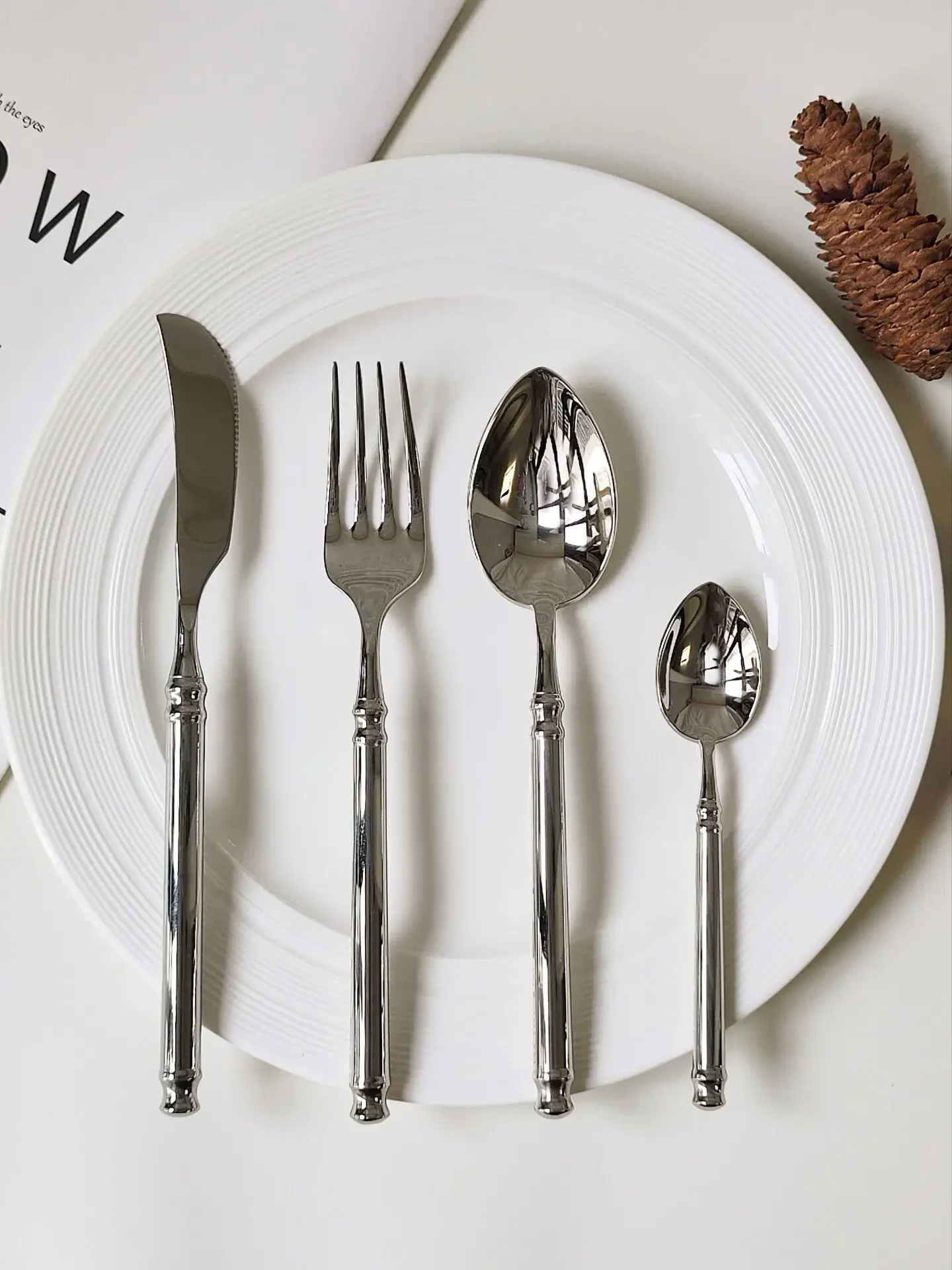 304 Mirror Stainless Steel Dinner Knife Fork Spoon Dinnerware Set Luxury Cutlery Silverware