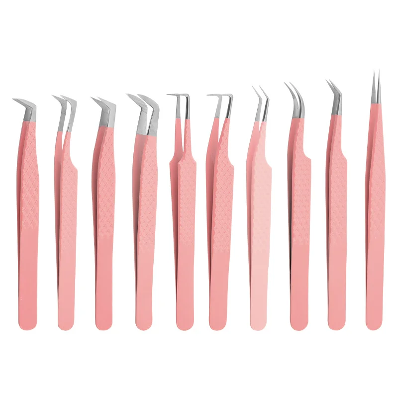 1PC 帯電防止精密ファイバーチップピンセットまつげエクステンション眉毛セットステンレス鋼美容精密ピンセットメイクアップツール