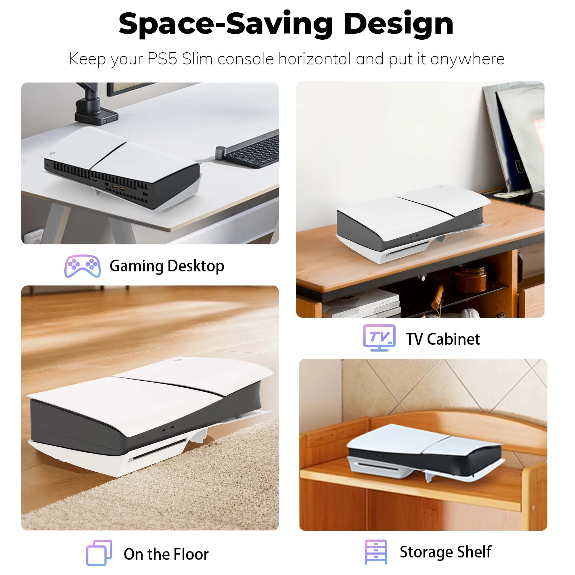 For SONY PS5 ultra-thin console horizontal stand Desktop base fixed support light [special accessories for driving]