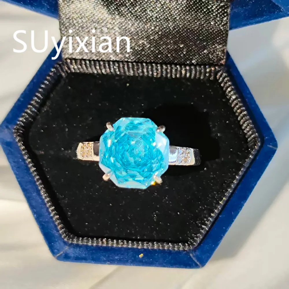 925 Sterling Silver Fashion Simple Millennium Rose Cut Ring Birthday Party Anniversary Gift Women's Light Luxury Jewelry