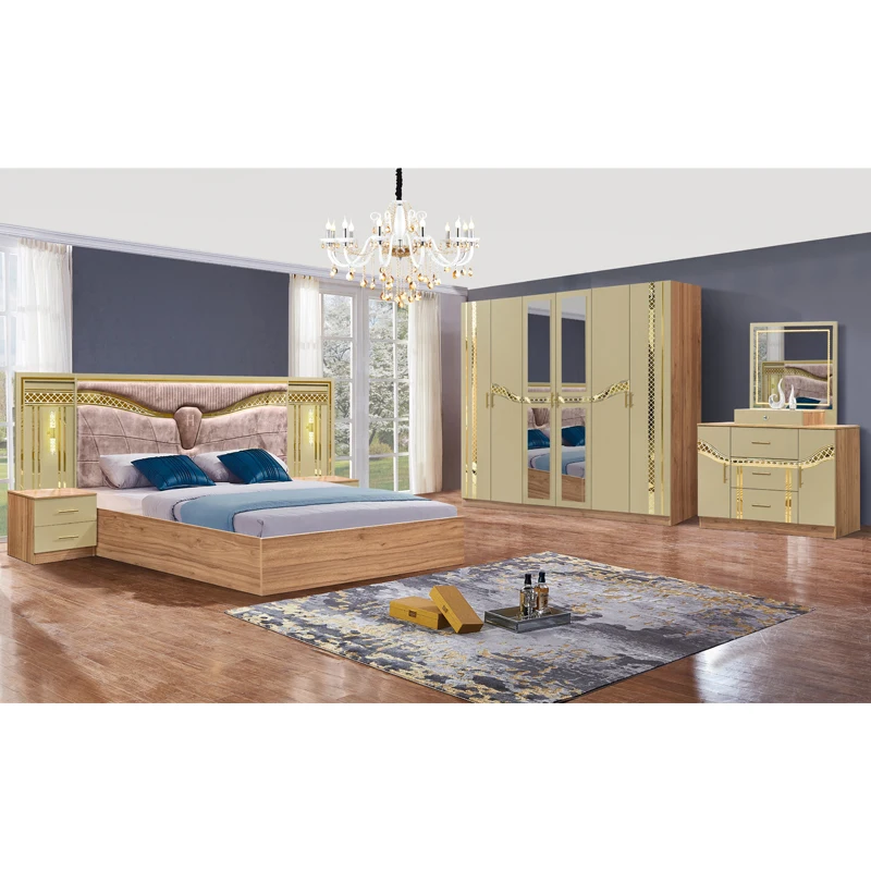 Modern Timber Frame Bedroom Furniture Set Luxury Apartment Bedroom Set Wedding Room Bed
