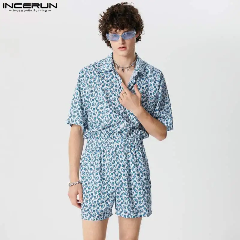 INCERUN 2024 American Style Shorts Men Leisure Streetwear Print Shorts Summer Party Male Hot Selling Short Sleeved Shorts S-5XL