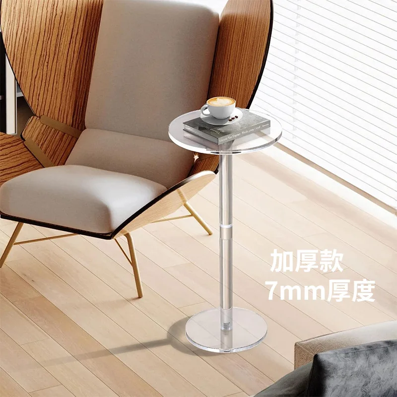Cross-border acrylic side table transparent round modern beverage table, small apartment small table