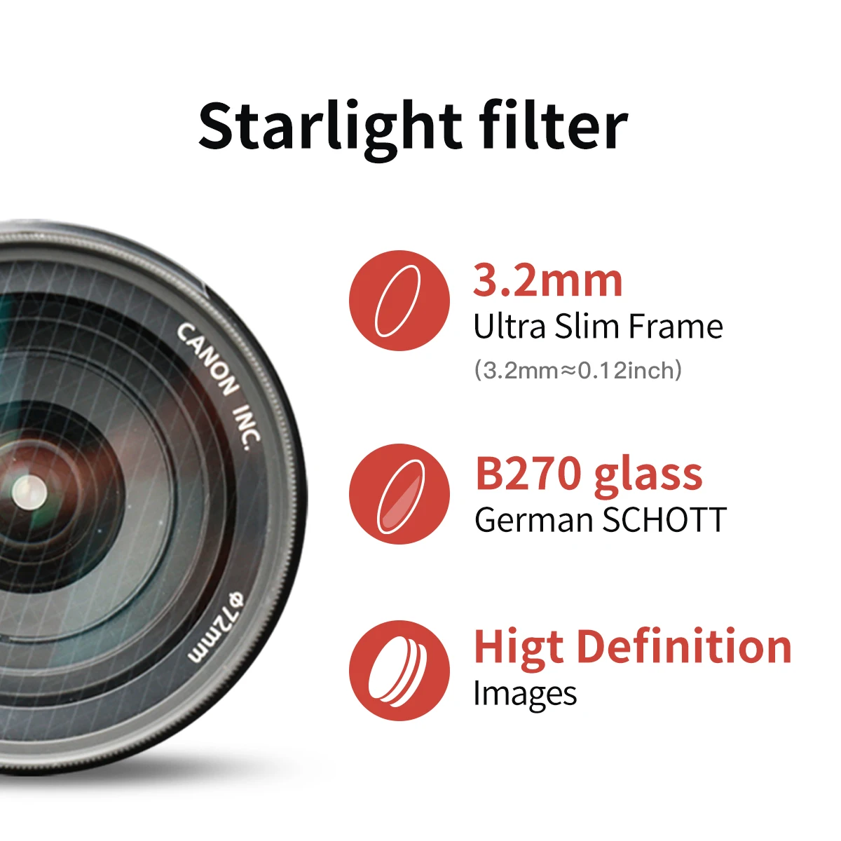 Mecoright Starlight Filter 4/6/8 Line  49/52/58/67/72/77/82mm Suitable for Canon, Sony, and Fuji DSLR Camera Lens