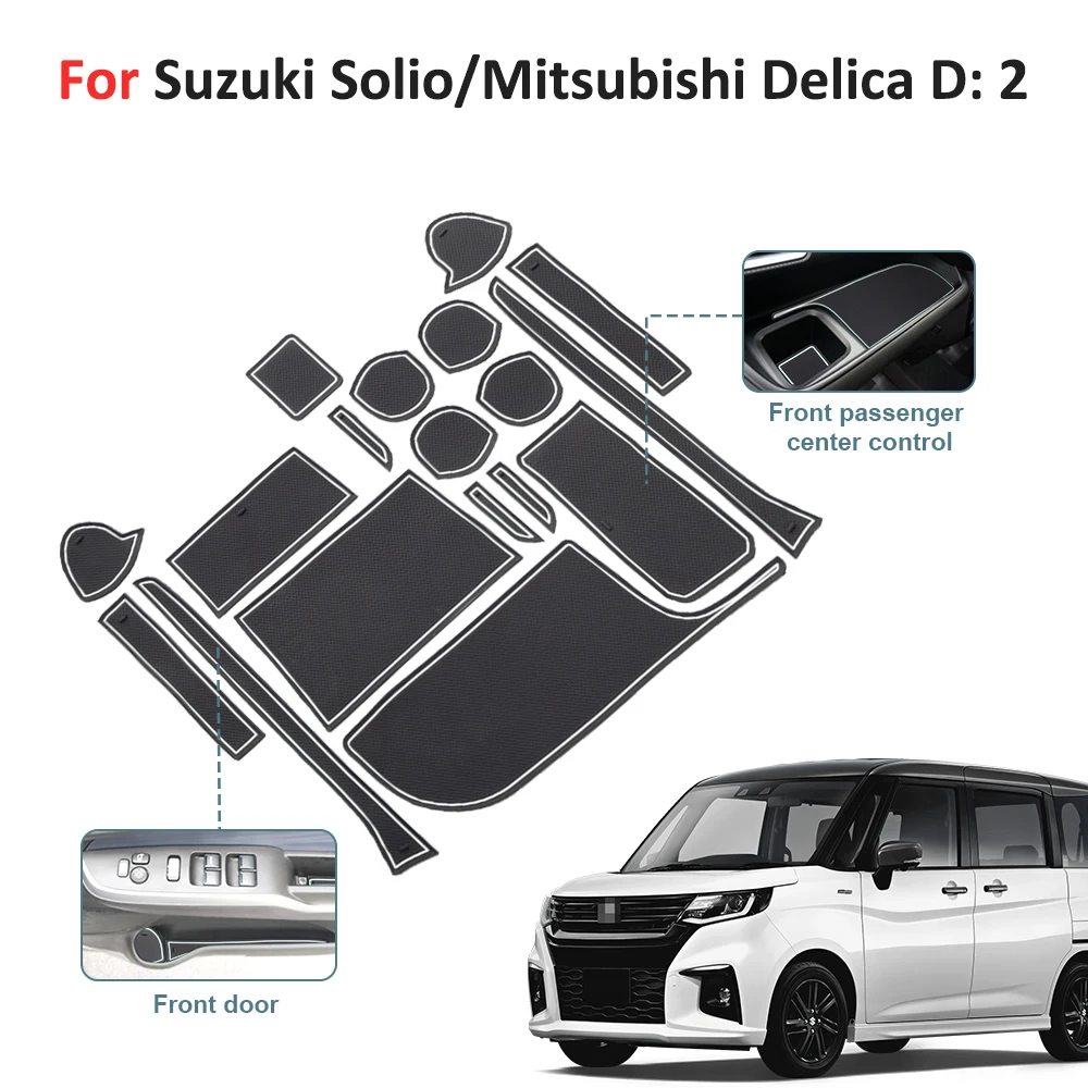 Car Door Slot Mats For Suzuki Solio 2015 2016 2017 2018 2019 2020 Car Gate Groove Pads Mitsubishi Delica D:2 Cup Holder Coaster