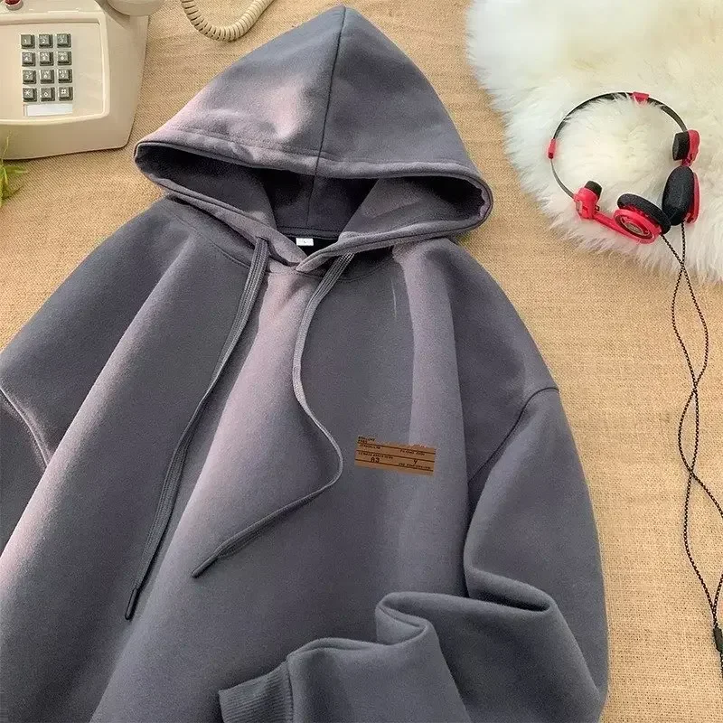 

Autumn Winter Solid Hoodie Women Harajuku Loose Hooded Sweatshirt Korean Fashion Hoodies Pullovers Y2k Streetwear