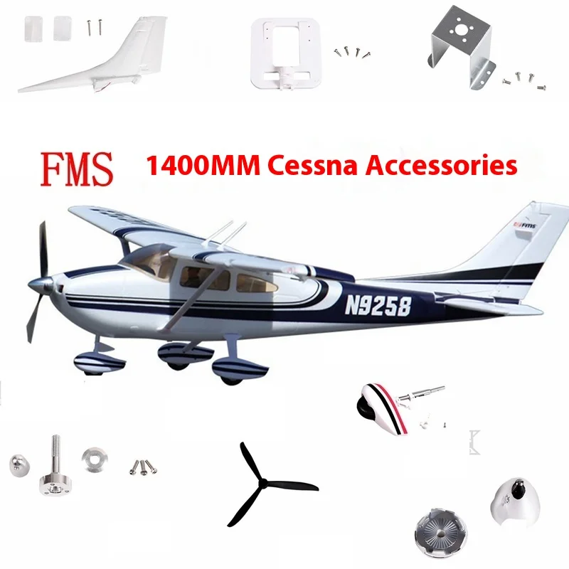 Fms 1400mm Cessna 182 accessoires corps ailes principales couvercle de tête de queue plate palettes de train d'atterrissage arbre moteur abat-jour