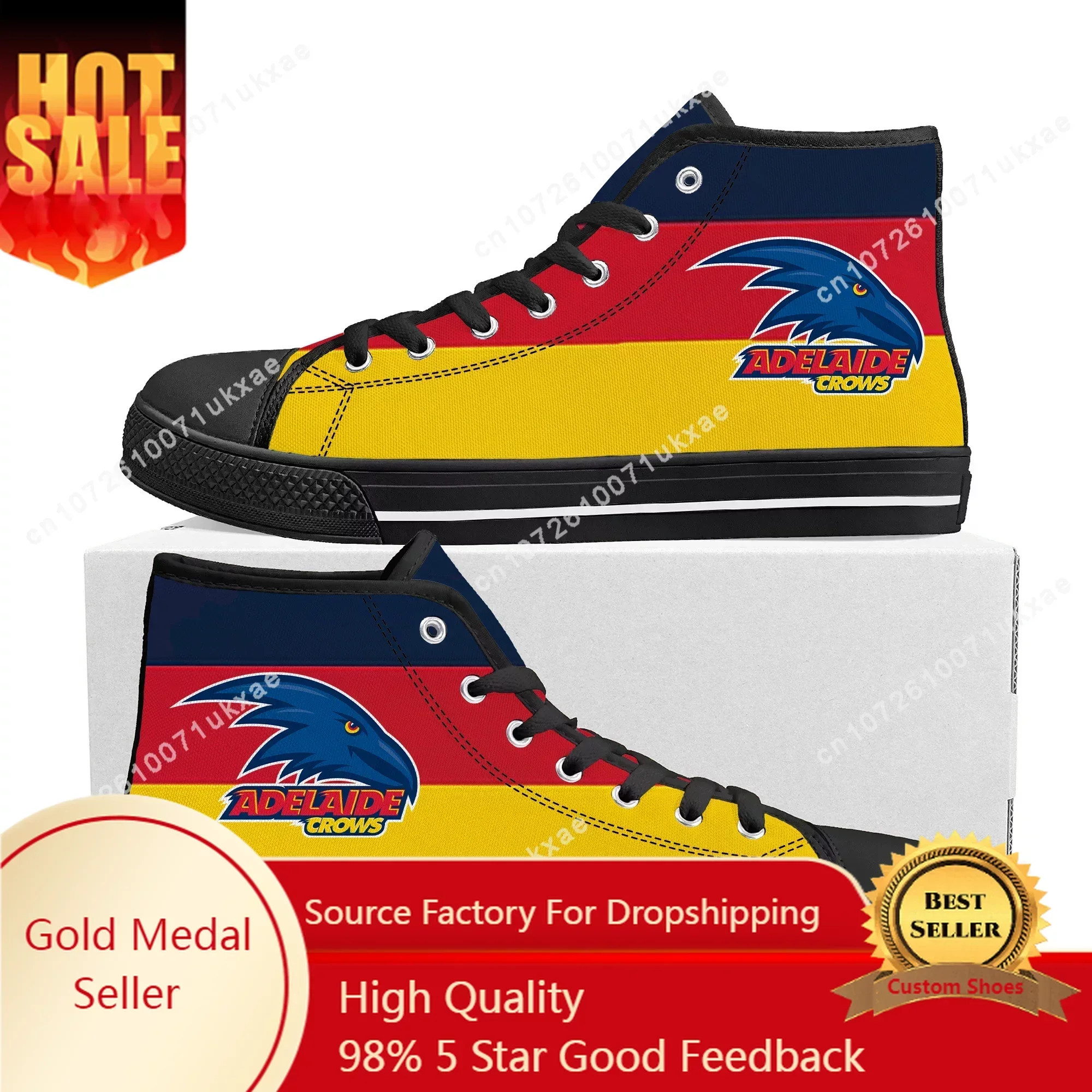 

Adelaide Crows Australian Football High Top Sneakers Mens Womens Teenager High Quality Canvas Sneaker Casual Shoe Custom Shoes