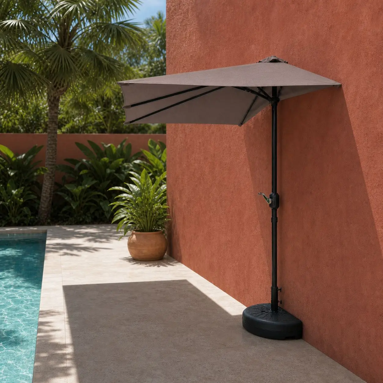 HYS parasol Outdoor awning Garden umbrella Half umbrella against the wall Outdoor parasol Sun umbrella Balcony Green plant