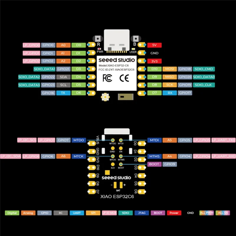 

Новинка 2025 года — для XIAO ESP32C6-2.4 ГГц Wi-Fi 6, Bluetooth 5.3 для резьбы Zigbee (802.15.4), Rain Maker ESP, AWS Iot, Microsoft Azure