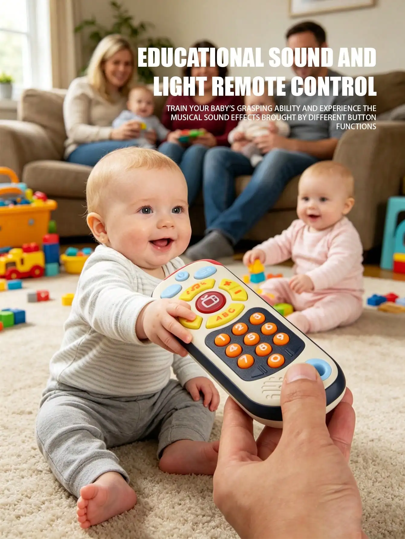 1Pcs Baby Tv Remote Control Toy with Light & Musical Sound, Multifunctional Early Educational Number Learning Pretend Play Toy view 4