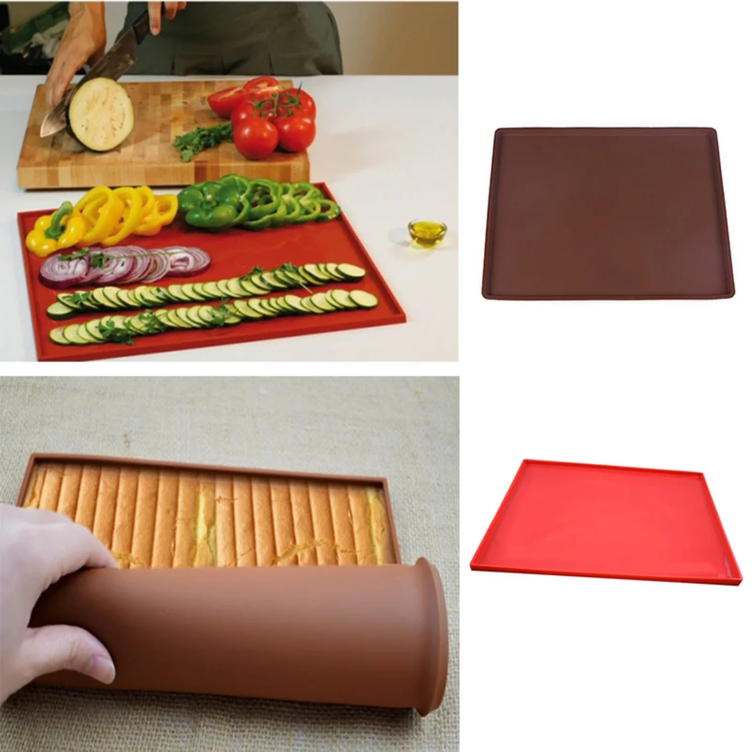 Non-stick Silicone Baking Mat Pad Swiss Cake Roll Pad Cake Tray Pan Mat Baking Pastry Tool Oven Mat Bakeware Kitchen Accessories