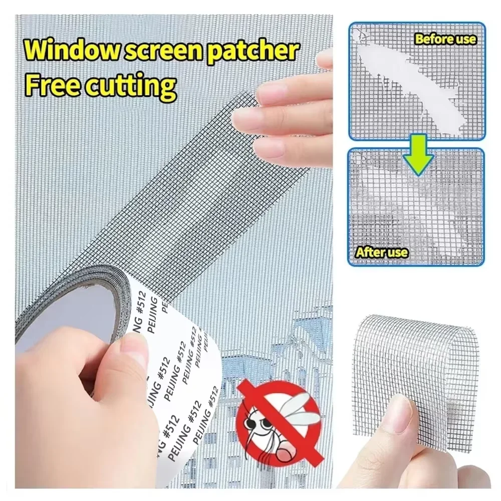 Anti-Mosquito Mesh Window Net Screen Repair Tape Patch Self-adhesive Repair Tool Broken Hole New