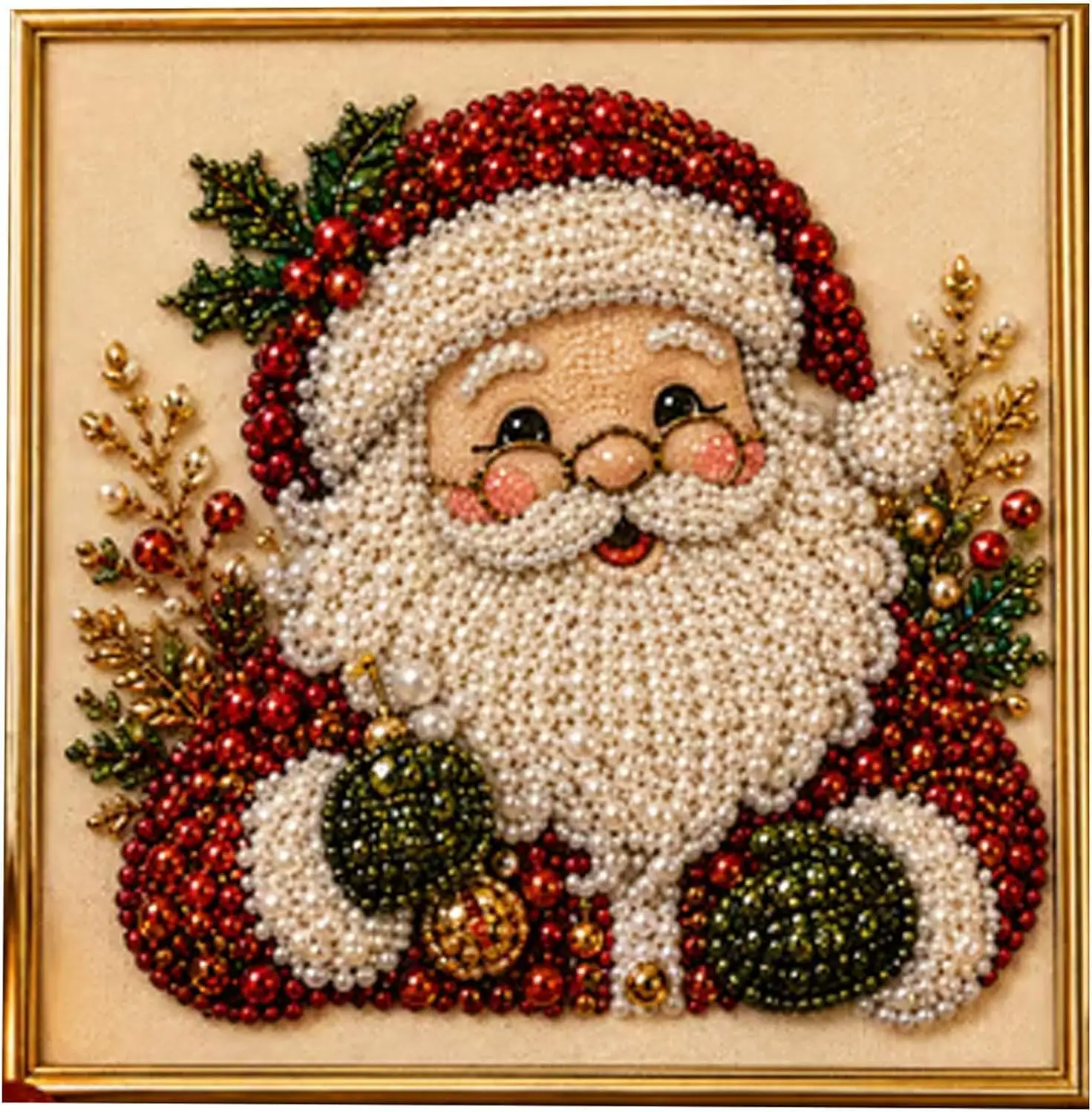 DIY Christmas Pearl Diamond Painting Art Kit, Christmas Pearl Art Kits for Adults & Beginner, 3D Diamond Art for Home Wall Decor