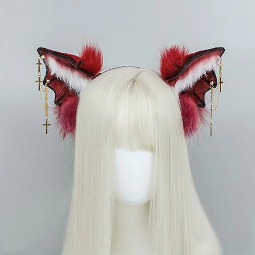 Quirky Bat Cosplay Beast Ear Headband Plush Lightweight Halloween Accessory Adjustable Bat Ear Headband Role Play