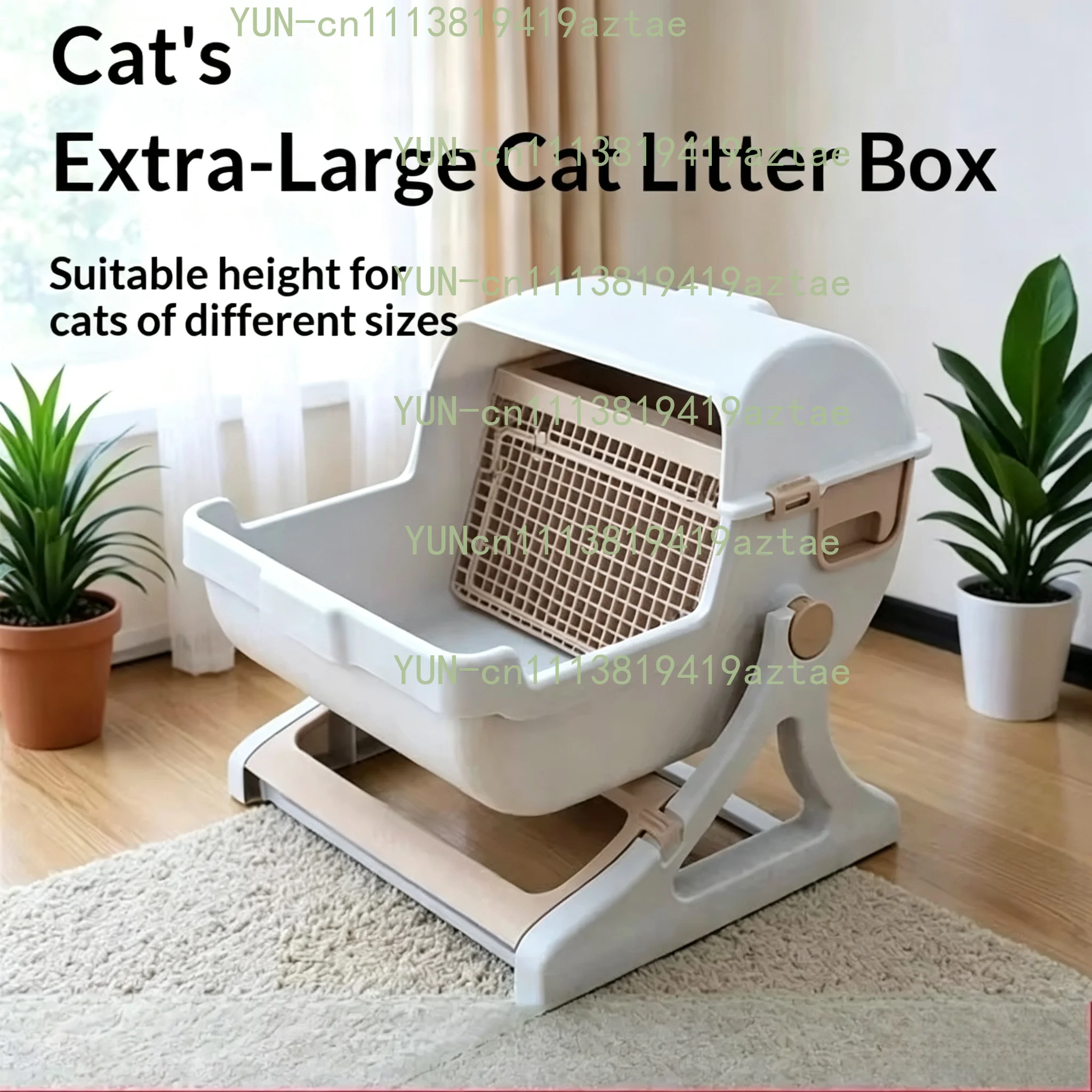 Extra Large Semi-Automatic Cat Litter Box Semi-Enclosed Eco-Friendly Indoor Cat Toilet Pet Potty Tray for Comfort And Convenienc
