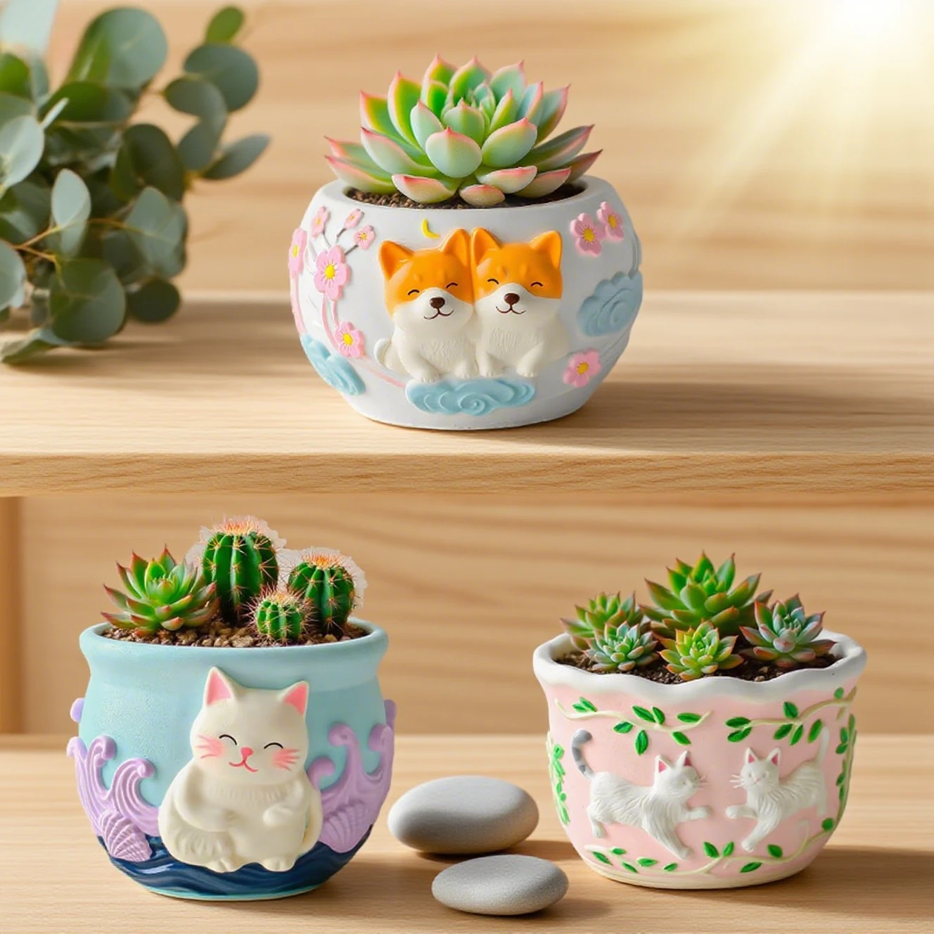 

Гипсовый цветочный горшок с животными, силиконовая форма, милый щенок, котенок, рельефная живопись, ручная работа, украшение для мебели «сделай сам», разведение зеленых растений