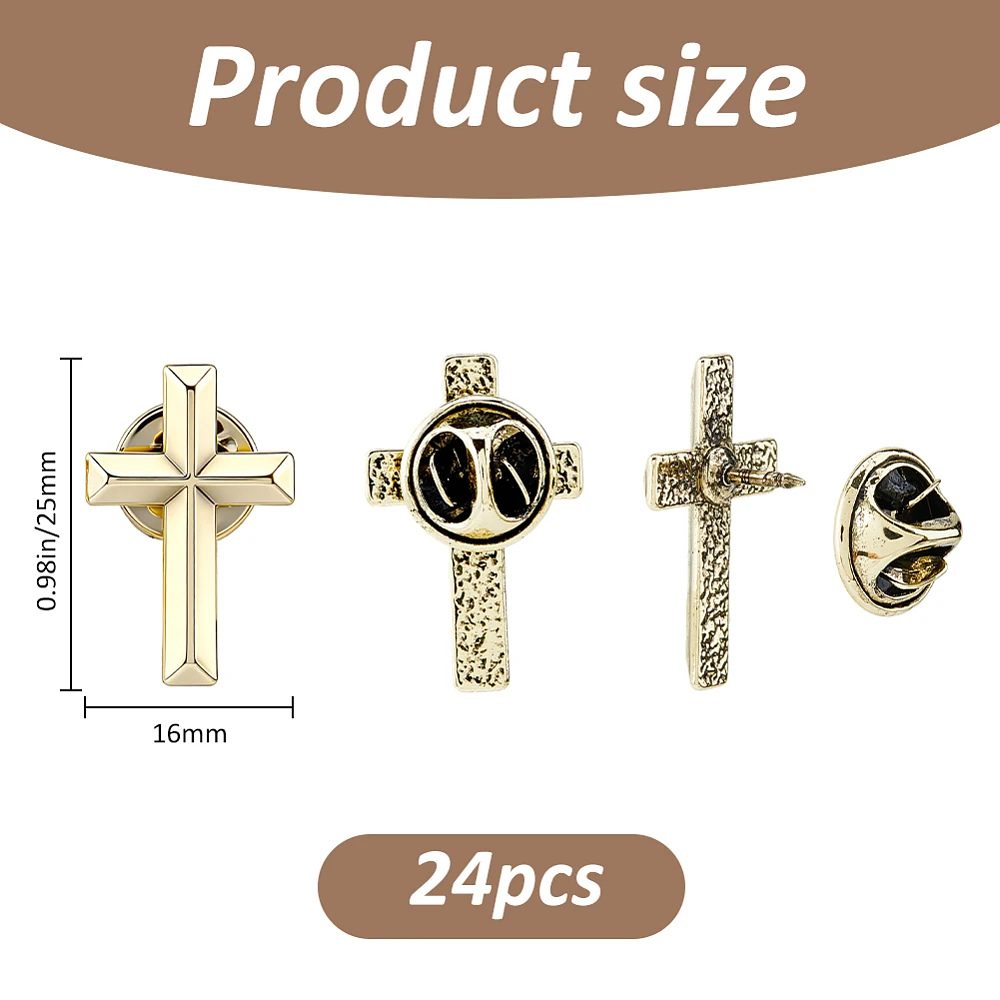24Pcs Lapel Pins Alloy Brooches Brooches Bulk with Safety Backpacks for Suit Uniform Hats Church Gifts for Communion Reception