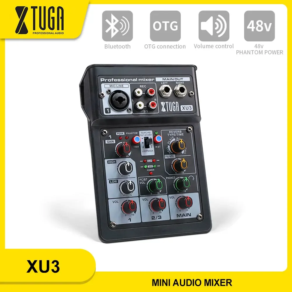 XTUGA XU3 Professional Three-Channel Split Track Recording Audio Interface Sound Card 4DSP Effect For Studio Recording Party