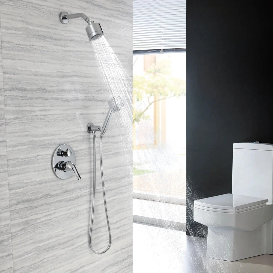 

Chrome Bathroom Rainfall Shower Faucet Wall Mounted Simple Design Faucets Rainfall Hot And Cold Water Mixer Tap