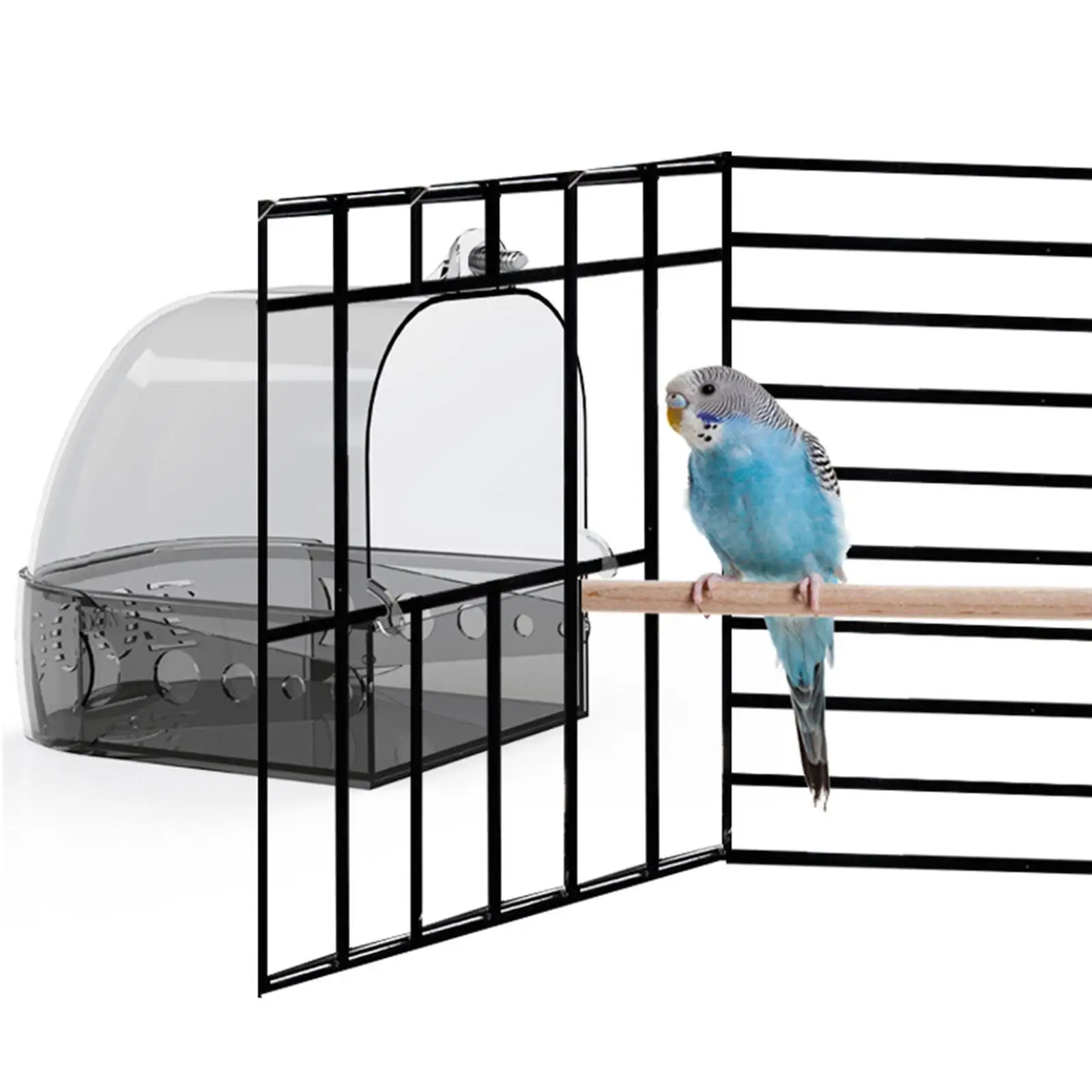 Clear Bird Bath Box Hanging Bathtub Shower Box Birdcages Cleaning Tool