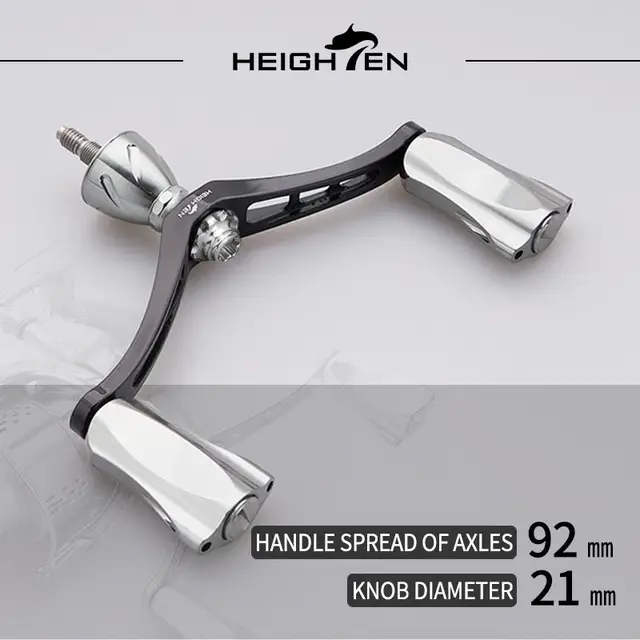 Manivela dupla para carretilha de pesca, com distância entre eixos de 92 mm e botão de 21 mm, compatível com peças de modificação de carretilhas Daiwa e Shimano.