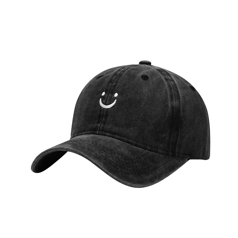 Retro Dad Golf Hats Smiley Face Washed Distressed Unisex Baseball Cap Street Trend Snapback Hat
