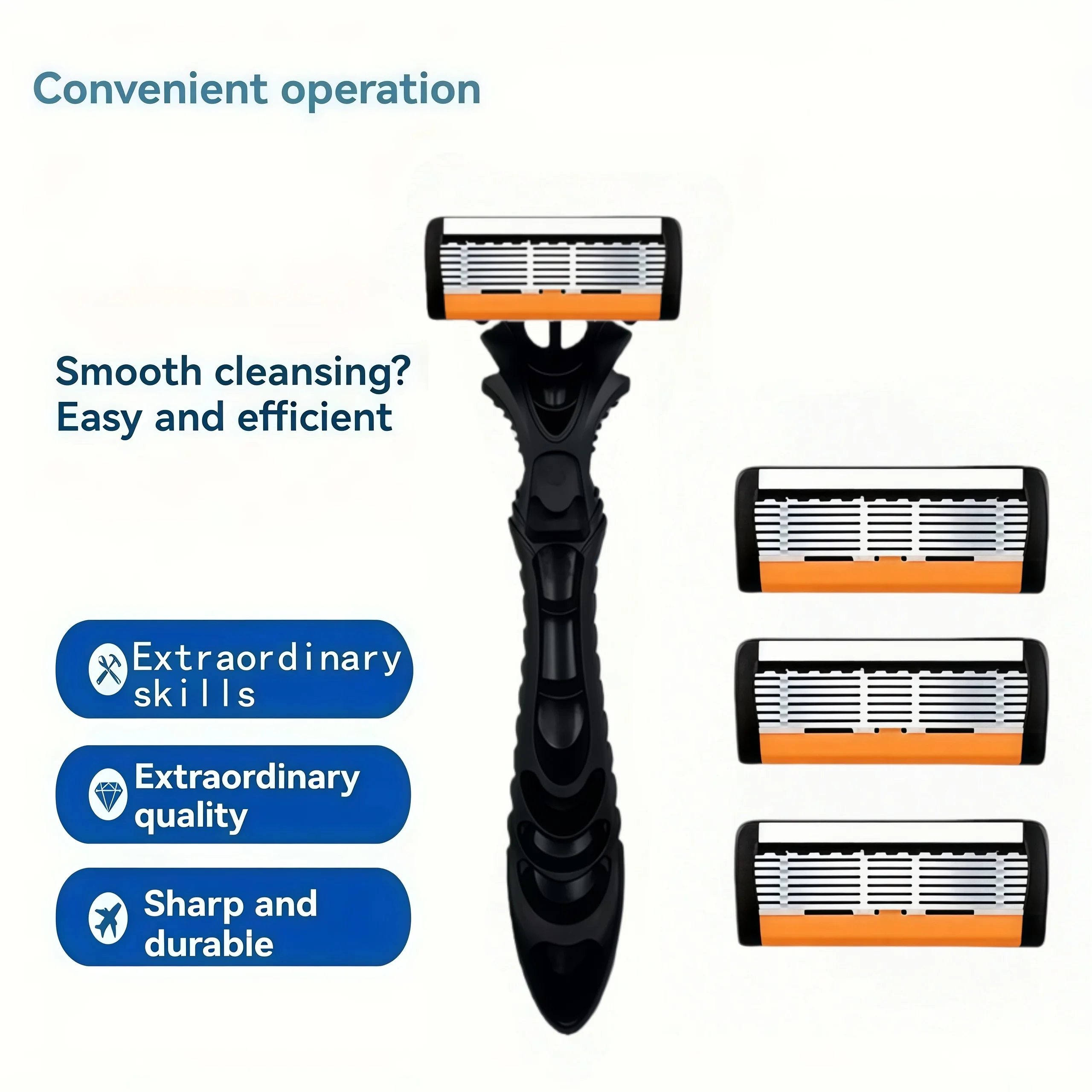 Manual Razor For Men 6-Layer Blade Shaving Knife with Replaceable Blades No Skin Damage Blades Shaver Hair Removal Knife