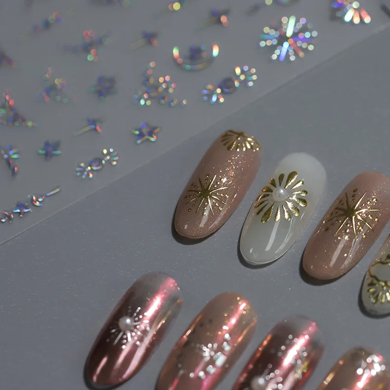 1 Stück 5d neue Craft Nagel aufkleber, Retro Hot Stamp ing Totem selbst klebende Nagel aufkleber, leichte florale drei dimensionale Nagel aufkleber