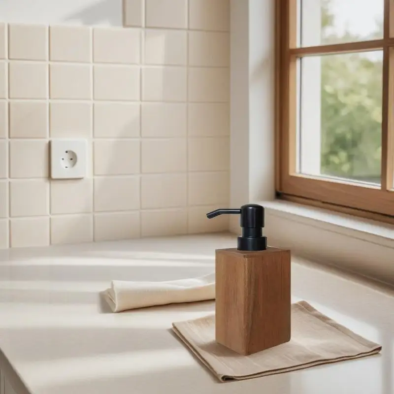 Luxury Wooden Soap Dispenser Hand  & Lotion Bathroom Accessory - Ideal For Home & TravelSoap Bar Dispenser